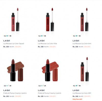 L.A Girl Lipstick upto 75% off starting From Rs.168 