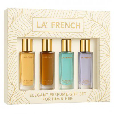 La French Unisex Perfume Gift Set – 4 x 20ml | Elegant Fragrance Set for Him & Her | Includes Splendid, Opulent, Elegant & Luxe Scents | Long-Lasting Eau de Parfum