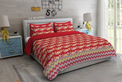 LA MANTTA 160 TC Microfiber Double Floral Flat Bedsheet  (Pack of 1, Multicolor)