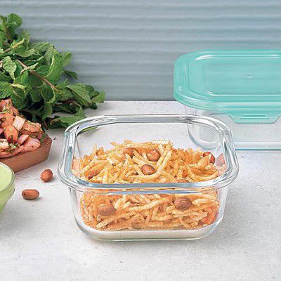 La Opala Cook Serve Store 100% Borosilicate Glass Storage Container | Simply Store with Lid | Square 520 ml | Microwave & Oven Proof | Dishwasher & Freezer Proof | Strong & Durable | Transparent