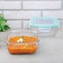La Opala Cook Serve Store 100% Borosilicate Glass Storage Container | Clip N Store with Air-Tight Snap Lid | Square 520 ml | Microwave & Oven Proof | Dishwasher & Freezer Proof | Transparent...