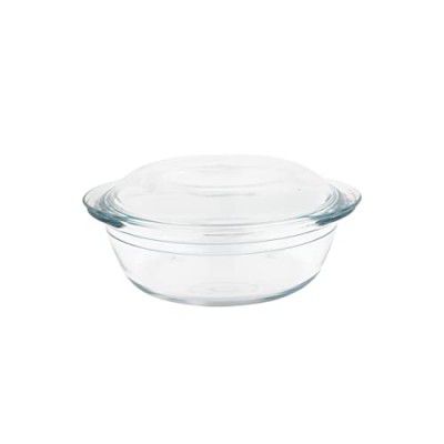 La Opala, Cook Serve Store, Borosilicate Glass Casserole with Lid, Round 1.6 L, 1 pc, Transparent