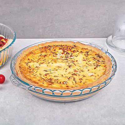 La Opala, Cook Serve Store, Borosilicate Glass Round Dish with Handle 1.1 L, 1 pc, Transparent