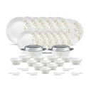 La Opala Diva Classique Collection Opal Glass Crockery | for Family of 6 | Dinner Set 35 pcs Citron Weave | Extra Strong | White...