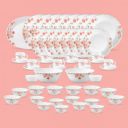 La Opala Diva Classique Collection Opal Glass Crockery | for Family of 8 | Dinner Set 53 pcs Aster Pink...