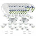 La Opala Diva Classique Collection Opal Glass Crockery | for Family of 8 | Dinner Set 61 pcs Royal Iris...