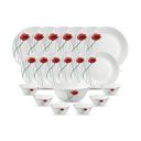 La Opala Diva, Classique Collection, Opal Glass Dinner Set 19 pcs, Soul Passion, White...