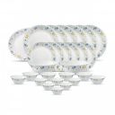 La Opala Diva, Classique Collection, Opal Glass Dinner Set 27 pcs, Twilight Bouquet, White...
