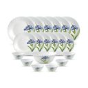 La Opala Diva, Classique Collection, Opal Glass Dinner Set 19 pcs, Royal Iris, White...