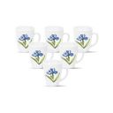La Opala Diva, Opal Glass Coffee Mug Set Barrel Regular 6 pcs, Royal Iris, White...