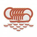 La Opala Diva Sovrana Collection Opal Glass Crockery | for Family of 6 | Dinner Set 27 pcs Regent Red...