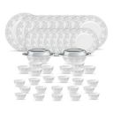 La Opala Diva Velvett Collection Opal Glass Crockery | for Family of 8 | Dinner Set 45 pcs Aria Grey  | Light & White...