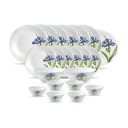 La Opala Diva from Royal Iris Floral Classique Collection Opalware Dinner Set, 21 Pieces, White...