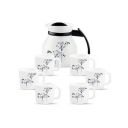 La Opala, Melody Collection, Opal Glass Coffee Set 7 pcs, Aqua Spray, White...