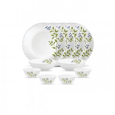 La Opala Novo Collection Opal Glass Crockery | for Family of 4 | Dinner Set 10 pcs Lush Greens