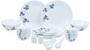 La Opala Novo Collection Opal Glass Crockery | for Family of 6 | Dinner Set 35 pcs Blue Orchids | Plates & Bowls for Dining | Microwave Safe | 100% Vegetarian | Extra Strong | Light & White...