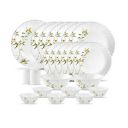 La Opala Novo Collection Opal Glass Crockery | for Family of 6 | Dinner Set 23 pcs Vivid Greens | Plates & Bowls for Dining | Microwave Safe | 100% Vegetarian | Extra Strong | Light & White...