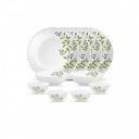 La Opala Novo Collection Opal Glass Crockery | for Family of 4 | Dinner Set 10 pcs Lush Greens...