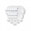 La Opala Novo Collection Opal Glass Crockery | for Family of 6 | Dinner Set 18 pcs Aqua Spray ...