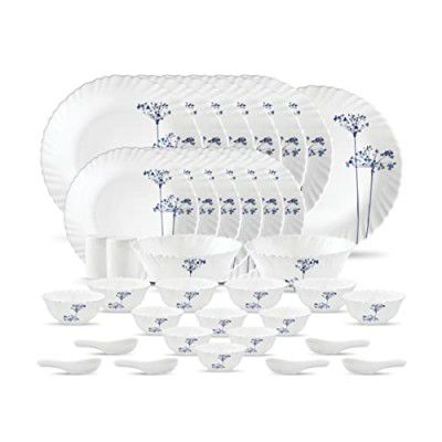 La Opala, Novo Collection, Opal Glass Dinner Set 35 pcs, Aqua Spray, White