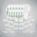 La Opala Opal Glass Crockery | for Family of 6 | Dinner Set 35 pcs Blue Florets...