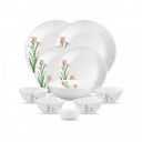 La Opala Opal Glass Crockery | for Family of 2 | Dinner Set 10 pcs Pink Florets | Plates & Bowls for Dining ...