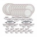 La Opala, Sovrana Collection, Opal Glass Floral Dinner Set 62 Pcs, Moroccan Pink, White...
