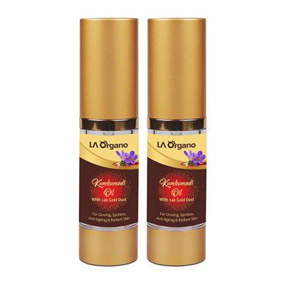 LA Organo Kumkumadi Oil Enriched with Gold Dust For Anti-Aging, Dark Circles, Skin Whitening Night Serum for Face Glow, Ayurvedic Kumkumadi Tailam for Dark Spots, Pimples, Scars Removal (Pack of 2)