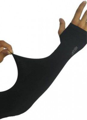 LA OTTER Cotton Arm Sleeve For Men & Women&nbsp;&nbsp;(Free, Black)