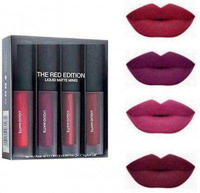 LA OTTER Liquid Lipstick Smudge Proof (Red, purple, pink, 16 ml)