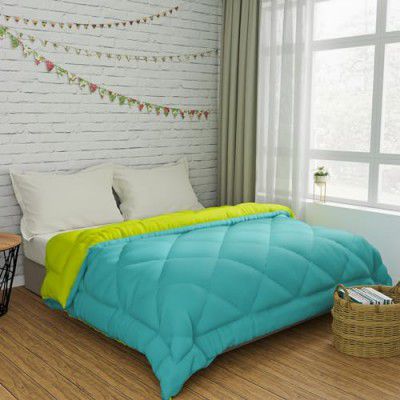 LA VERNE Comforter Double Bed | 220 GSM | Blanket Double Bed, AC Comforter Double Bed, Quilt, AC Blanket, Dohar Double Bed, Reversible Microfibre Polyester (Aqua)