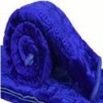 LA VERNE Self Design Double Mink Blanket for Heavy Winter  (Woollen Blend, Blue)