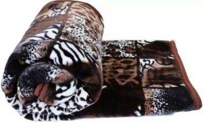 LA VERNE Self Design Double Mink Blanket for Heavy Winter  (Woollen Blend, Brown)