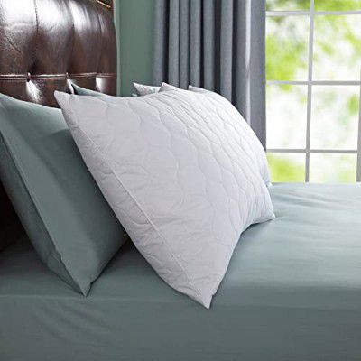 LA VERNE Virgin Microfibre Blown Technology Filled Quilted Anti Bacterial Cloth Sleeping Pillow Pack of 2 (27X16 Inch) (Off White)