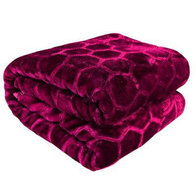 LA VERNE Woolen Blend Warm & Cozy Mink Blanket for Heavy Winters for Double Bed, Super Soft Mink Embossed Blanket (Maroon)