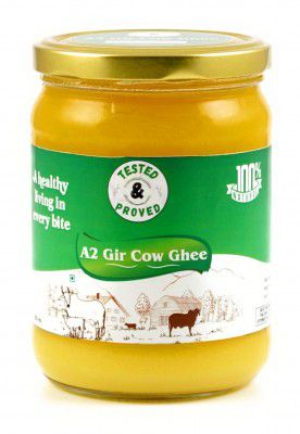 Lab Tested and Proved - Pure and Natural - SHIVOM® BRAND A2 GIR COW GHEE | Vedic Hand Bilona Method Churned - Desi Classified Butter | Export Quality | Preservation Free | (500 ML, COW GHEE)
