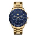 Lacoste Boston Qtz Fashion Chrono Blue Round Dial Men's Watch|Ionic Plated Thin Gold Steel Material|Gold Color Band - 2011096...