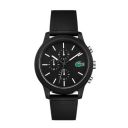 Lacoste Lacoste.12.12 Qtz Fashion Chrono Black Round Dial Men's Watch|Black Silicone Material|Black Color Band - 2010972...