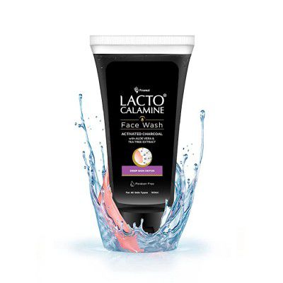 Lacto Calamine Activated Charcoal Face Wash with Aloe Vera & Tea Tree Extract for Deep Skin Detox 