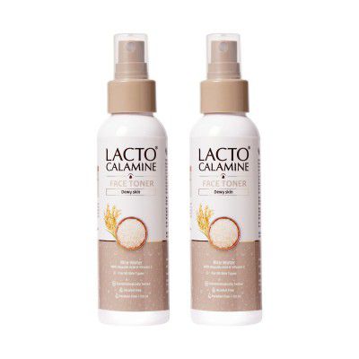 Lacto Calamine Rice Toner | 120ml - Pack of 2 | Rice Water Toner Korean Skincare for Glass Skin with Vitamin C, Glycolic Acid, Niacinamide | Face Toner for All Skin Types | Dermatologically Tested | A