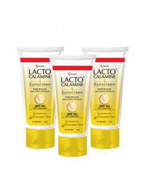 Lacto Calamine Set of 3 Daily Sunshield SPF 50 PA+++ Matte Look Sunscreen-50 g Each