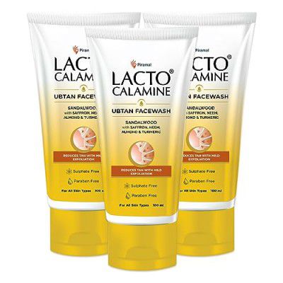 Lacto Calamine Ubtan Face Wash for Glowing Skin | Natural Face Wash | 100 ml Pack of 3