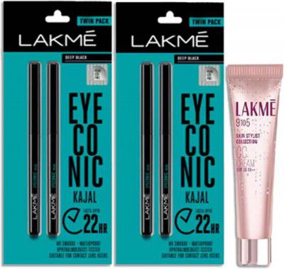 Lakmé 9 to 5 Complexion Care Face Cream Beige + Eyeconic Kajal Black - Twin Pack  (2 Items in the set)