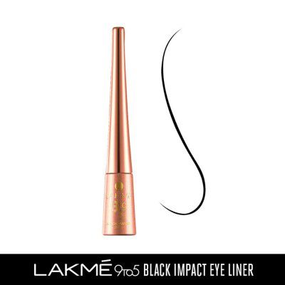 LAKMÉ 9 to 5 Eye Liner, Black, Long Lasting Matte Finish Waterproof Liner with Brush for Even Strokes, Smudge Proof Eye Makeup, Dries Quickly, 3.5ml