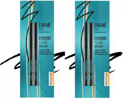 Lakmé 9 to 5 Eyeconic Kajal Twin Pack, lasts upto 24hrs (Deep Black, 0.7 g)
