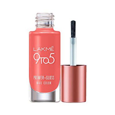 LAKMÉ 9 To 5 Primer + Glossy Finish Nail Colour|| Mauvemacaroon - 6Ml