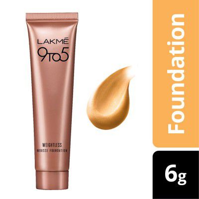 Lakme 9 to 5 Weightless Mousse Foundation Mini, Beige Vanilla, Natural Matte Finish Cream Foundation - Long Lasting Full Coverage Face Makeup, 6 g
