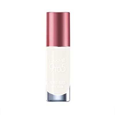 LAKMÉ 9To5 P+G Glossy Finish Nail Color Marble White, 6ML