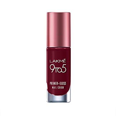 LAKMÉ 9To5 P+G Glossy Finish Nail Color Smokey Crimson - 6Ml