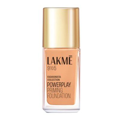 LAKMÉ 9To5 Powerplay Full Coverage Priming Matte Foundation Liquid, Built In Primer For Normal Skin Type, Spf 20, W180 Warm Natural, 25 Ml,1 Count